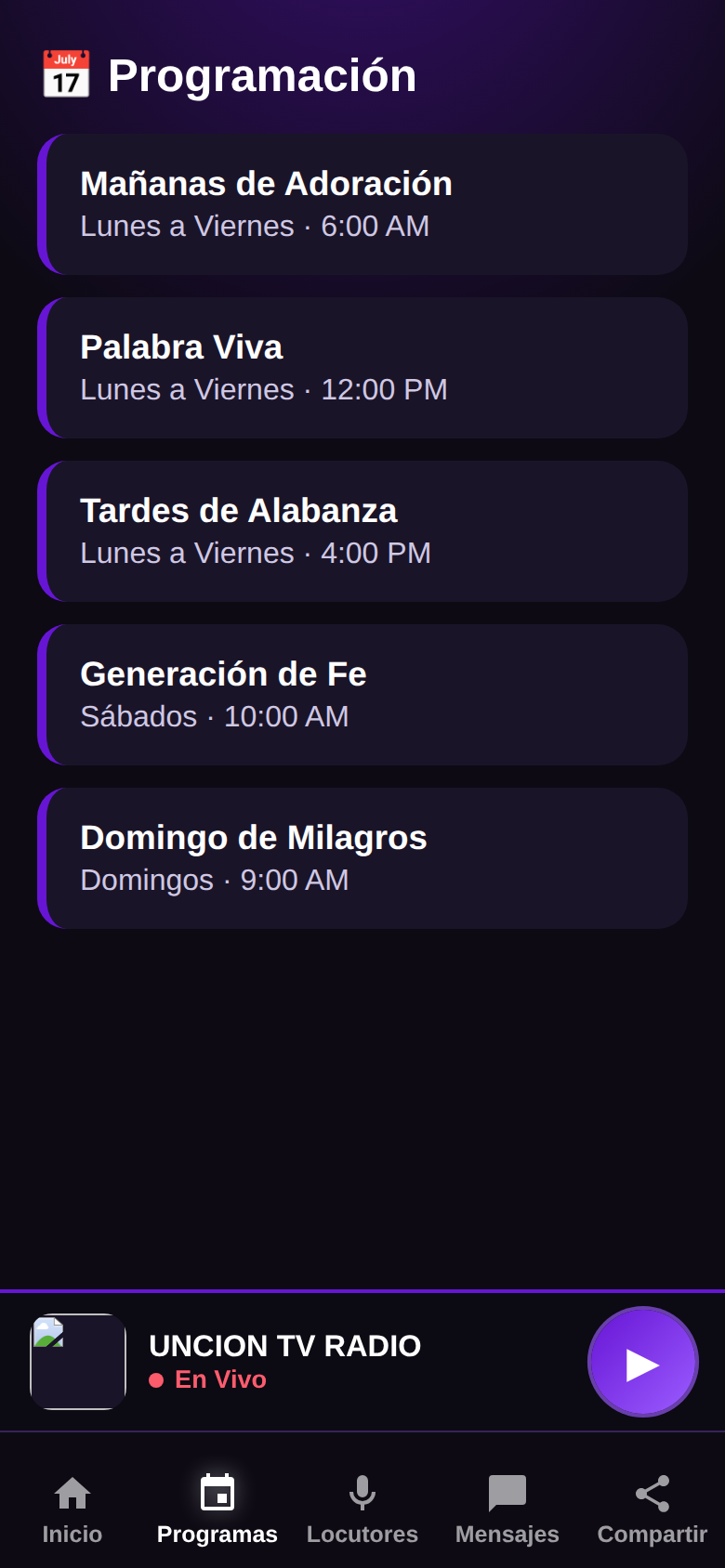 Programación de la emisora